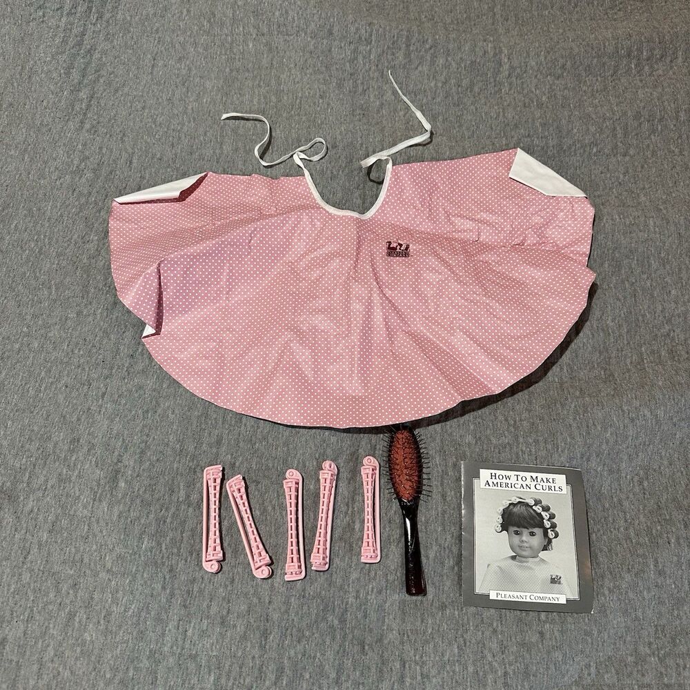 Pleasant Company American Girl Vintage Hair Styling Kit Cape Brush Rollers 1990s